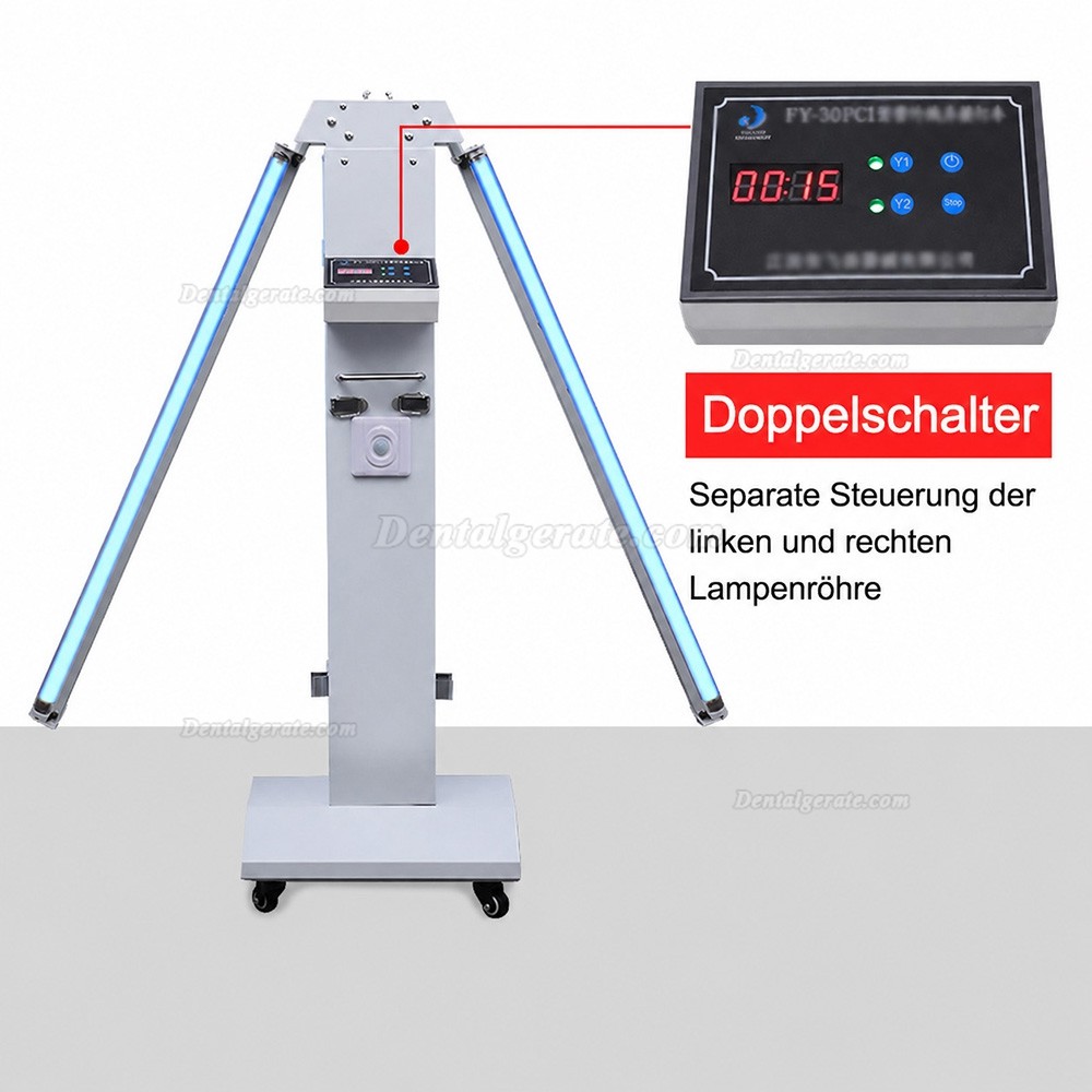FY 120W-220W Tragbare UV + Ozon-Desinfektionslampe UV-Sterilisatorwagen 253,7 nm